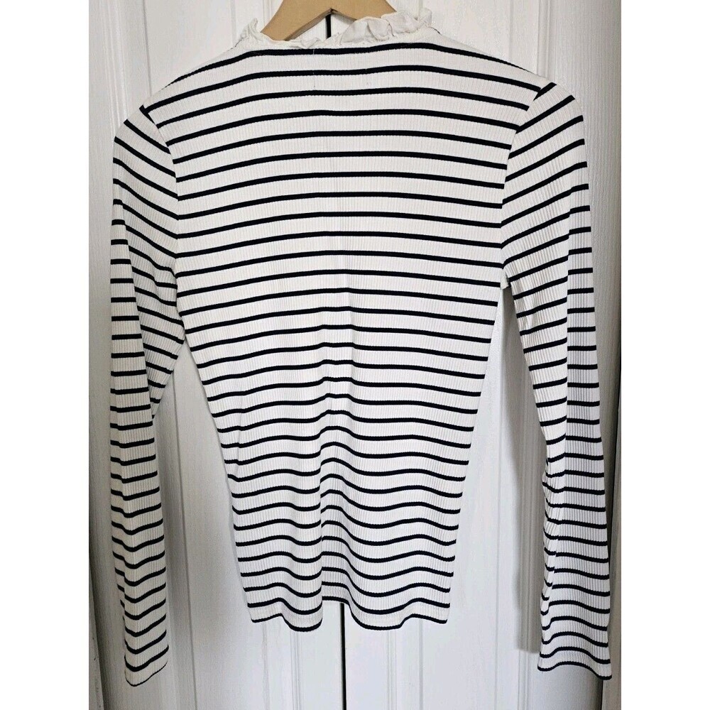 J. Crew Women's Ruffle-collar Long-Sleeve Shirt shirt instriped vintage Sz Small - Picture 8 of 16